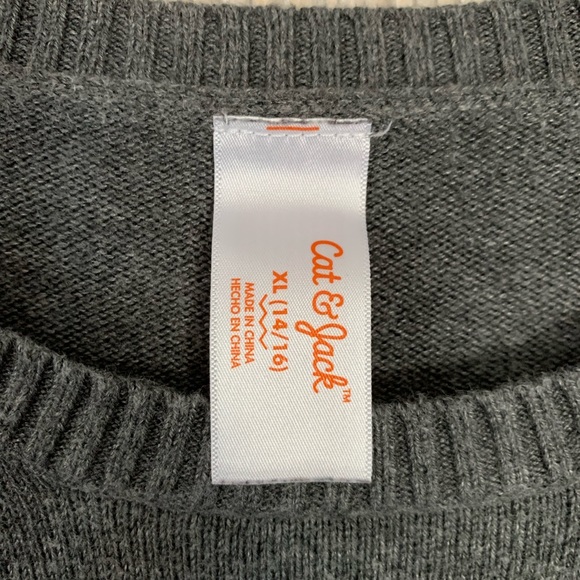 Cat & Jack - Gray sweater with glitter bow tie. - Picture 3 of 3